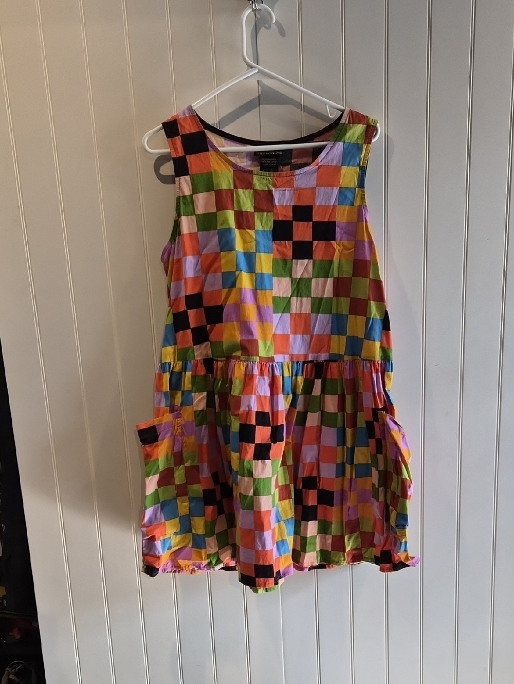 Colorful Checkerboard Girls' Dress - Multicolor
